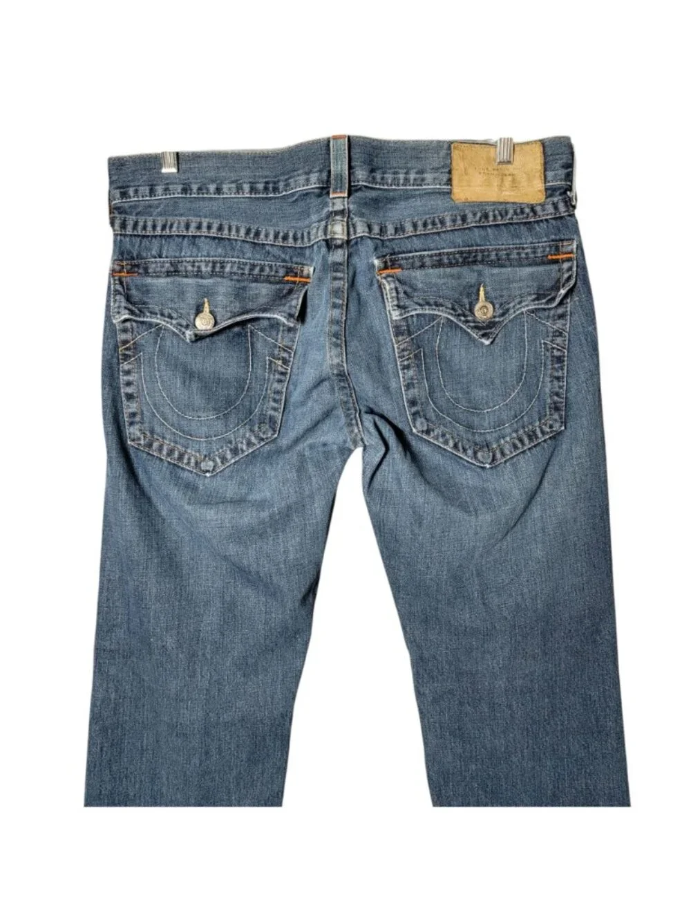 True Religion Mens Y2K Medium Wash Billy Flap Pockets Straight Leg Jeans Size 36